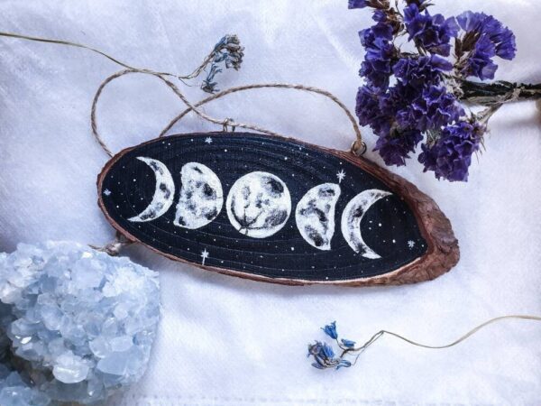 Moon Phase Wood Wall Ornament