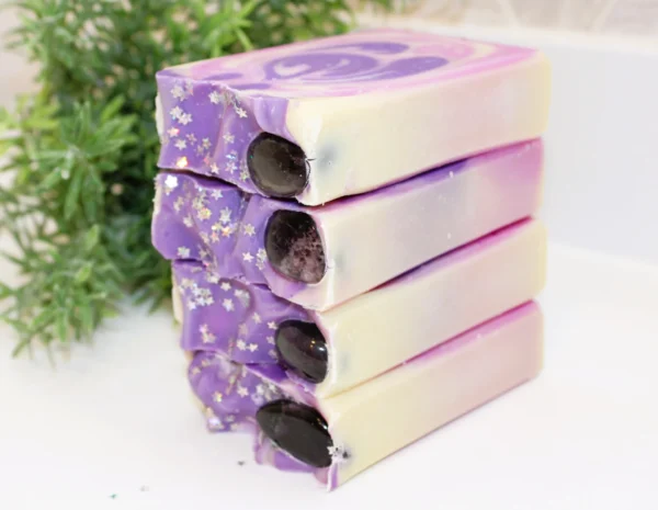 Black Raspberry Vanilla + Amethyst Crystal Natural Soap Bar - Image 3