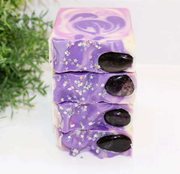 Black Raspberry Vanilla + Amethyst Crystal Natural Soap Bar - Image 2