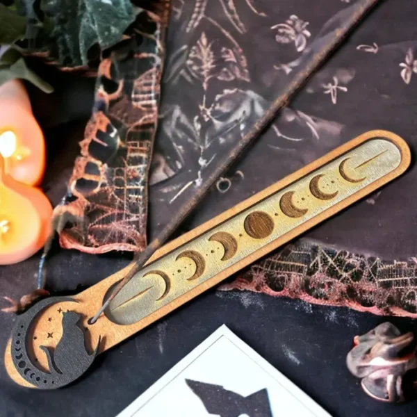 Black Cat Moon & Stars Incense Holder