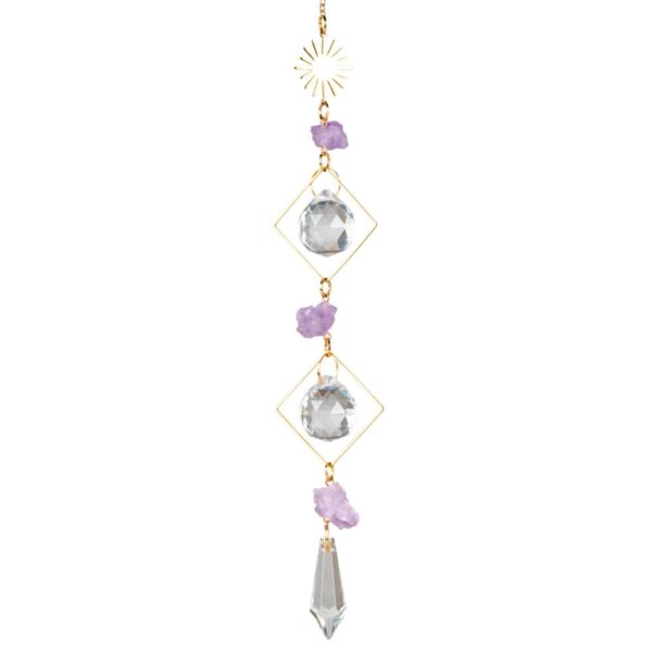 SUN WITH AMETHYST DOUBLE TRIANGLE CRYSTAL SUNCATCHER