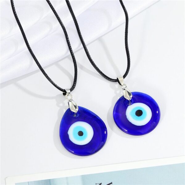 Glass Evil Eye Pendant Necklace - Image 3